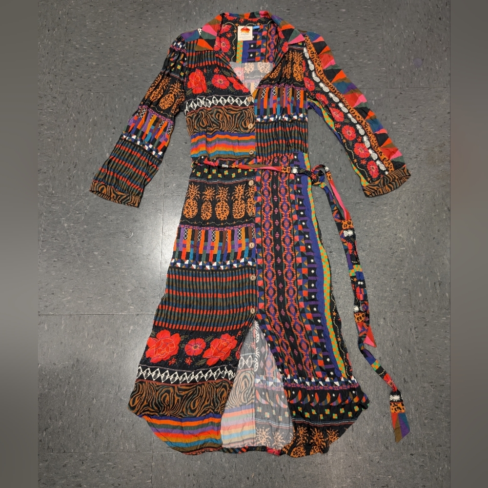 FARM RIO BY ANTHROPOLOGIE WOMEN'S CIELA MIDI SHIRTDRESS Size Small